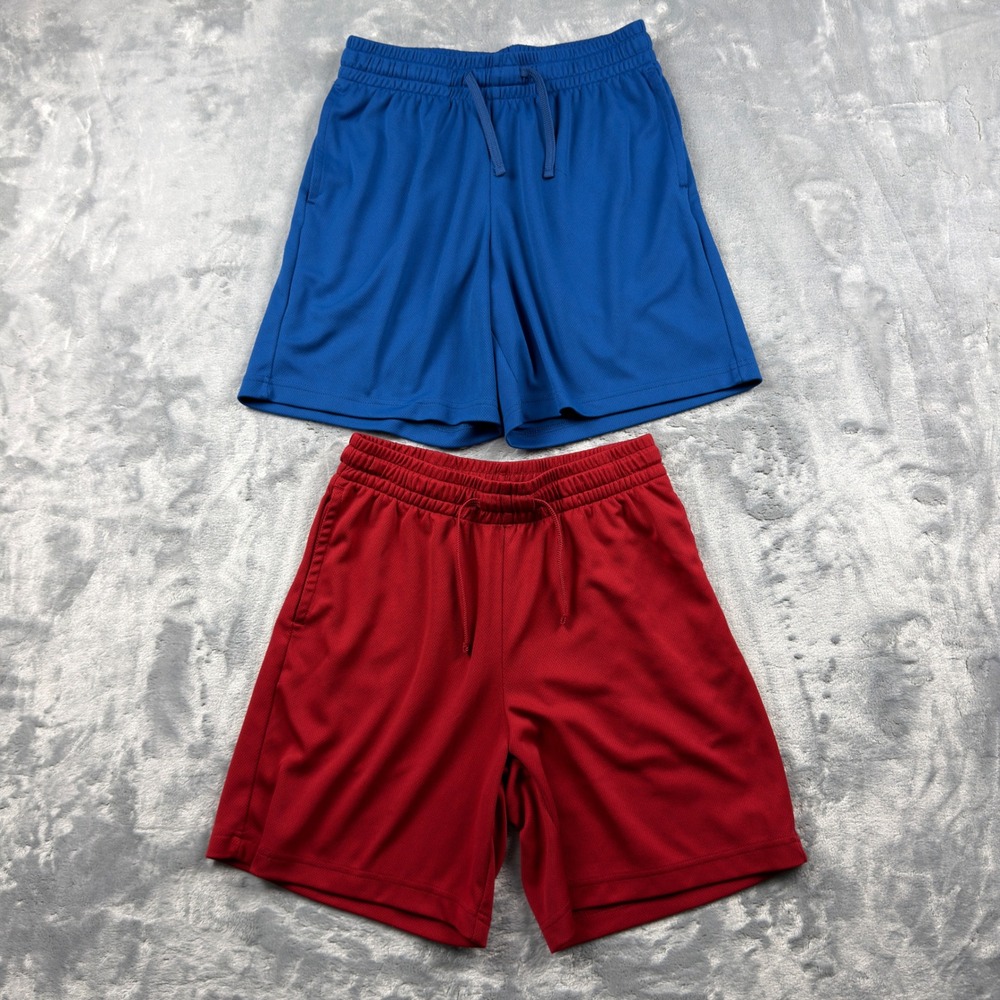 Tek Gear Mens Mesh Athletic Shorts Bundle Blue Red Size Small 2 Pack